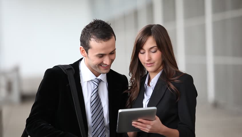Business people meeting outside