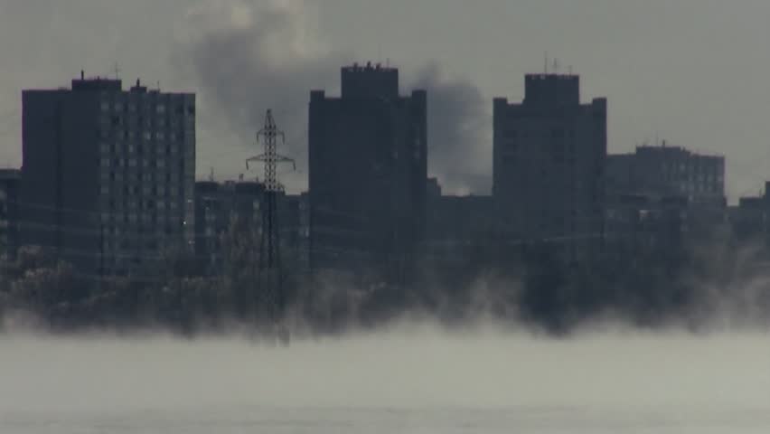 Water freezes at the city reservoir