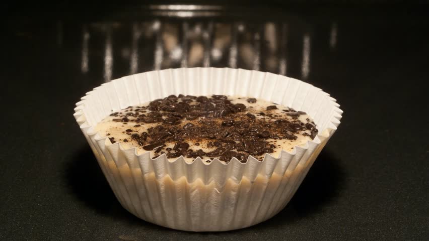 Cupcake. Baking in oven.  Timelapse 
