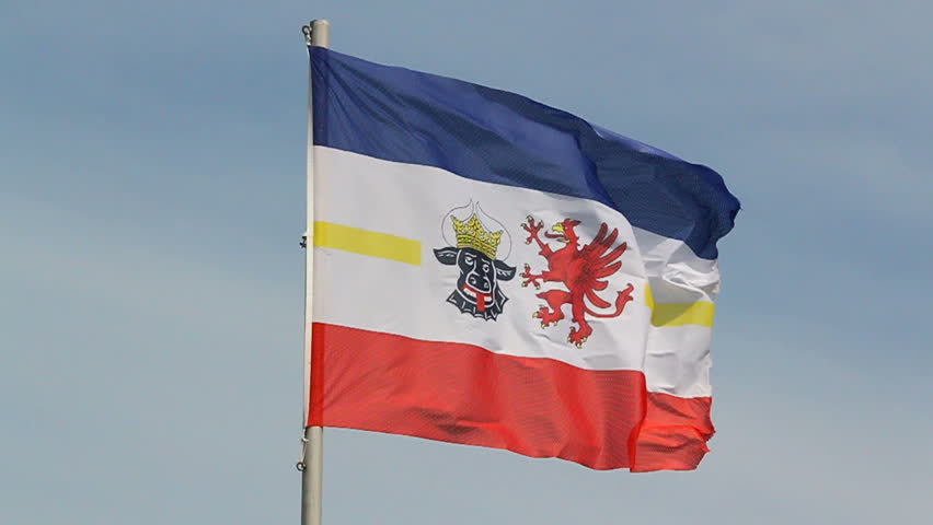 flag of german federal state mecklenburg vorpommern in the wind