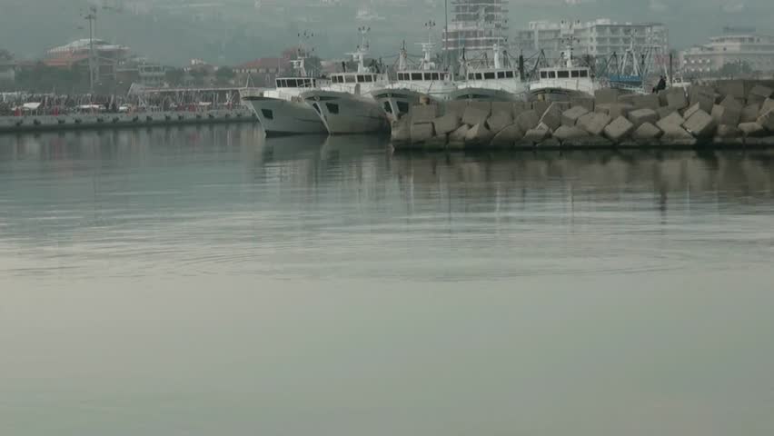 the fishing boats in the harbor
