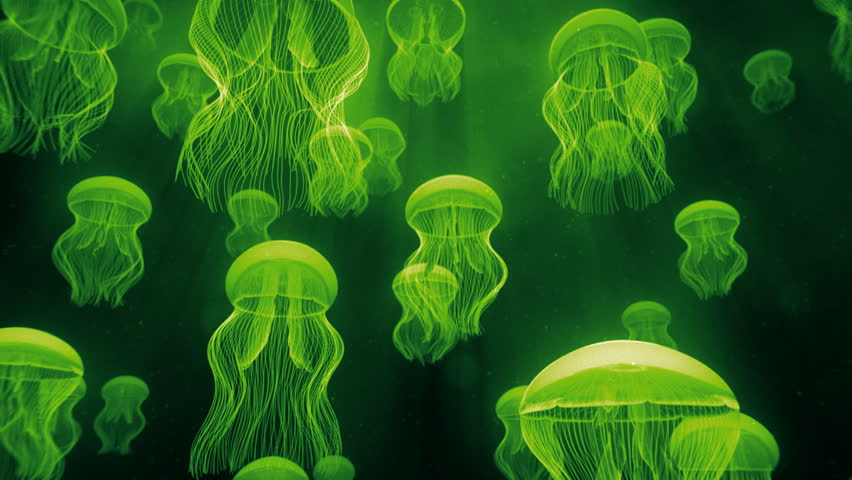 Jellyfish Ascending Towards Light Rays Green - Preview is darker than actual - Check portfolio for variations.