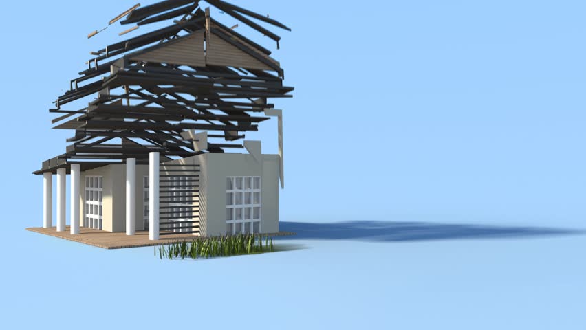 transforming house with flowers and grass