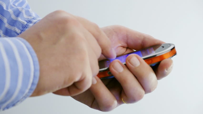 closeup with hands working on modern smartphone fullHD 1080p