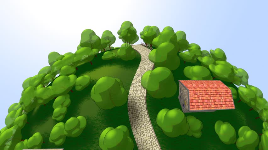 Abstract Green Planet with growing buildings and trees