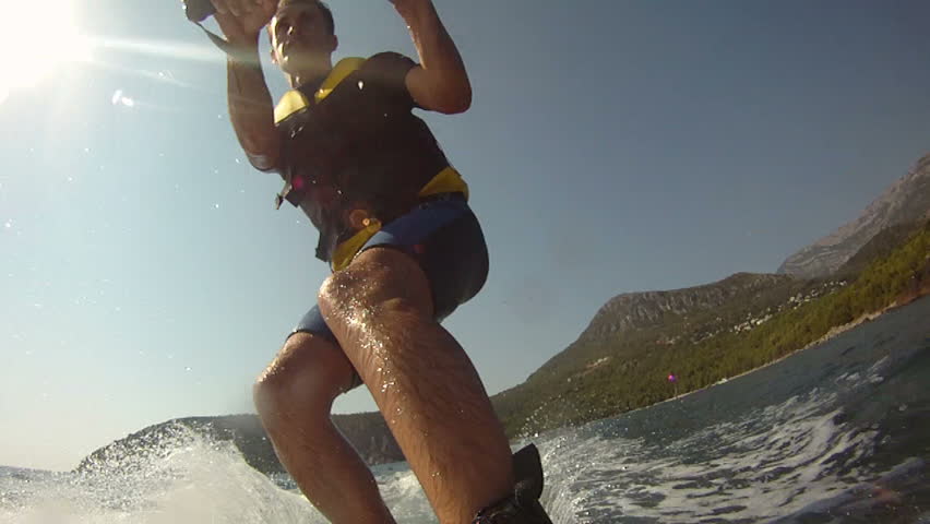 Waterskiing slow motion