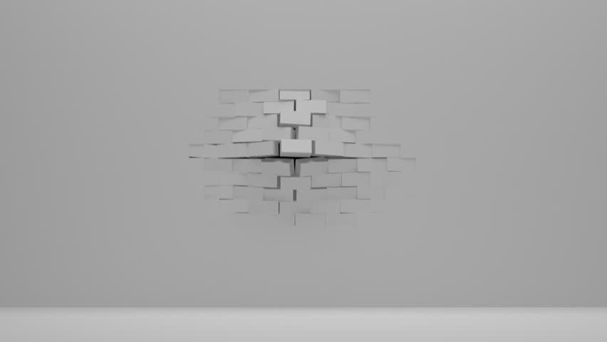 Animation Of Brick Wall Collapsing (HD)