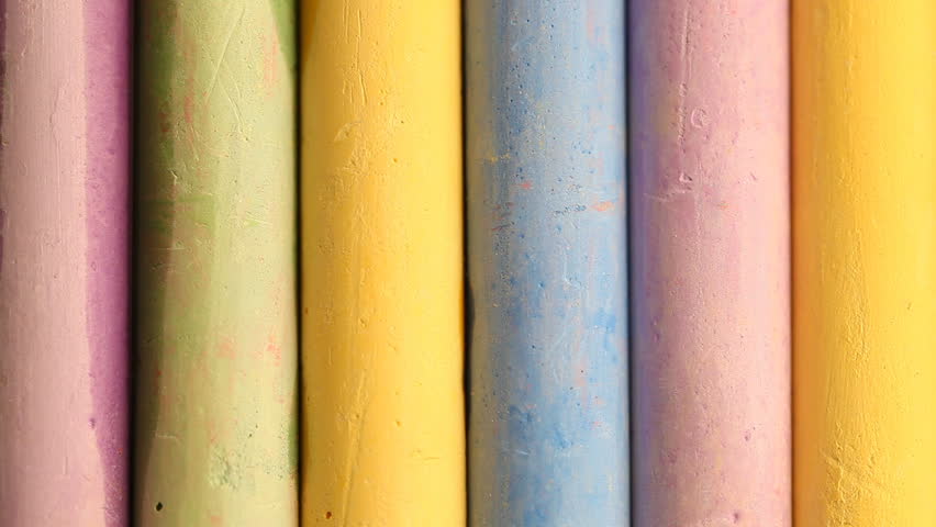 The chalk absorbs water. A close up.