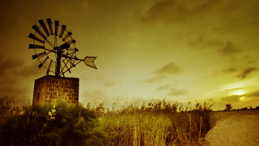 HDR/bracketing windmill and sun set time lapse in a nice landscape