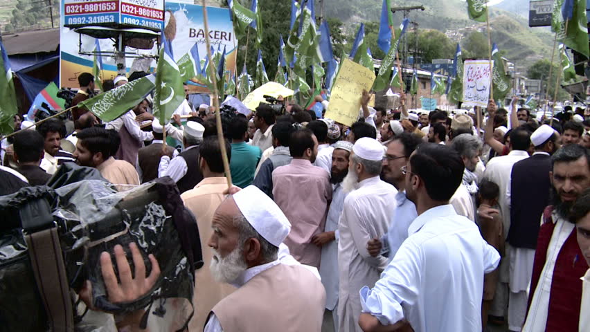 ABBOTTABAD, PAKISTAN - MAY 6:  Islamist parties hold an Anti US Rally protesting against the killing of Osama Bin Laden earlier in the week on May 2, 2011. Anti US Rally Recorded on May 6, 2011. 