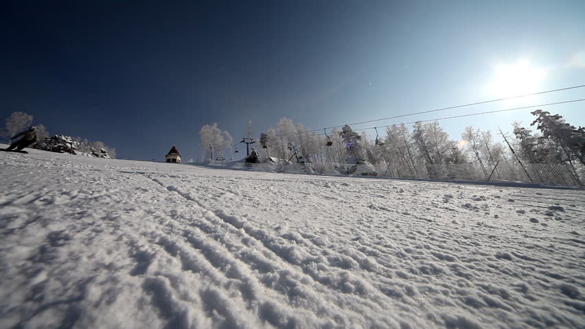 Snowboarding in mountains. Extreme carving.