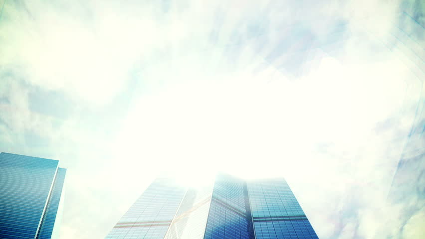 city skyscrapers with clouds