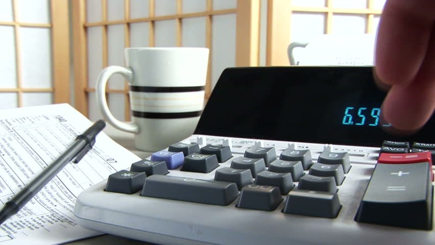 an account totaling on a calculator