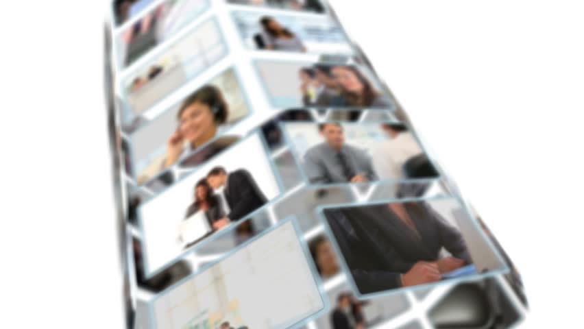 Montage of business people working at the office