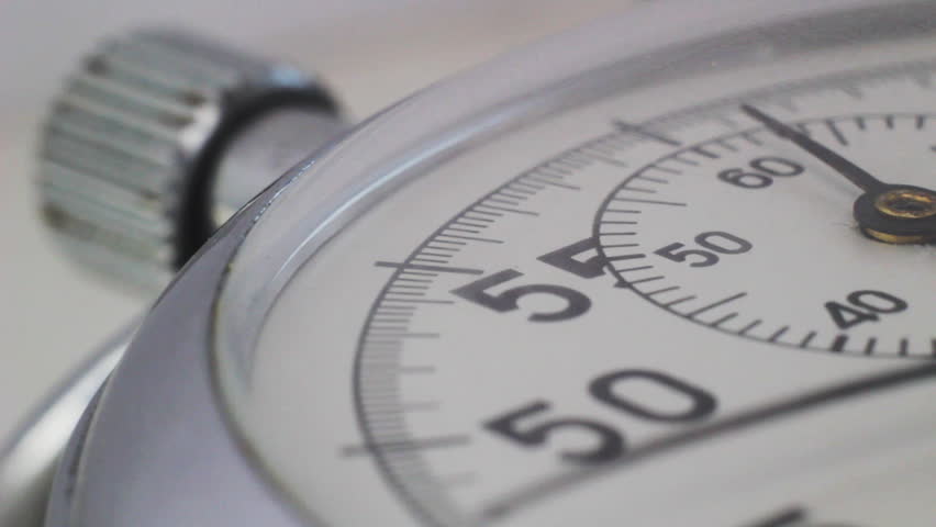 Locked down macro shot of a stopwatch. Flat picture style for convenient editing included.