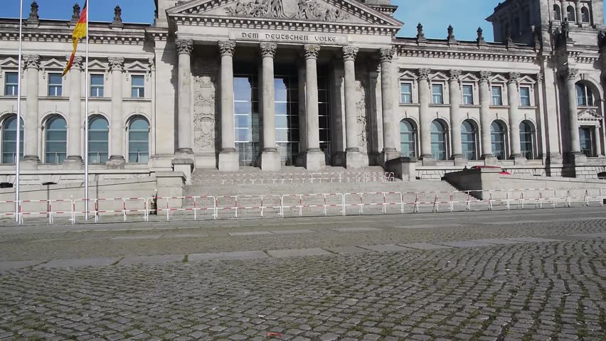 the german parliament building reichstag without people but with an exclusion zone