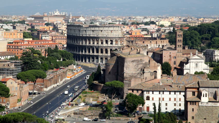 Afternoon Traffic near the Colosseum in Rome, Italy