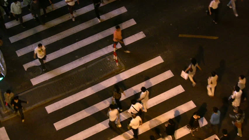 Busy Nanjing Road zebra in Shanghai, China