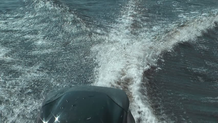 HD 1080 close up shot of motorboat wake.