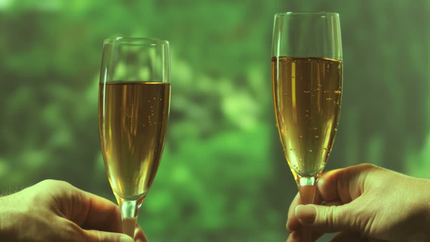 Couple cheering champagne.