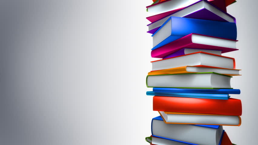 Colorful Books Stack (Loop). Colorful books piled. Seamless loop, with copy space.