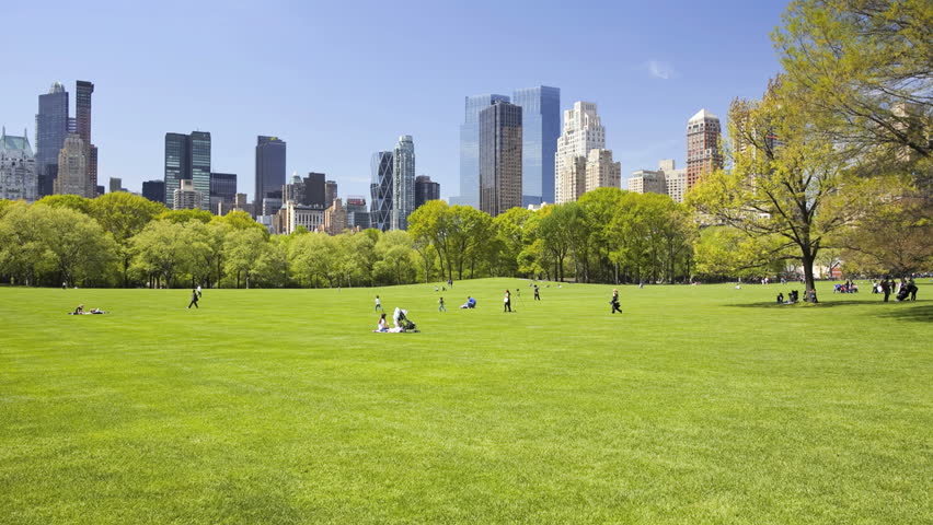 NEW YORK CITY - MAY 6: (Timelapse View) People recreating in Central Park's Sheep Meadow, May 6, 2011 in New York, New York. Central Park was designated a National Historic Landmark in 1963.