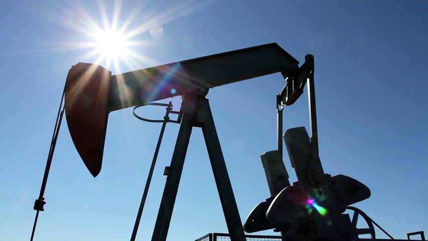 Crude oil pump jack with sunburst