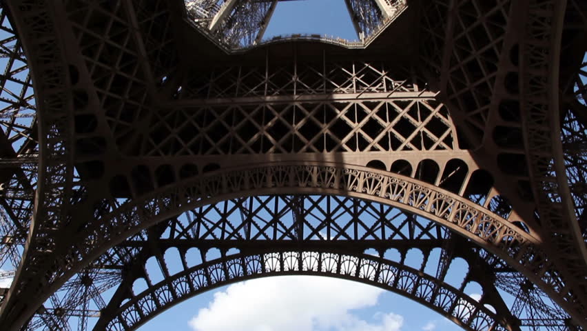 The Eiffel Tower photographed from below, Paris, France