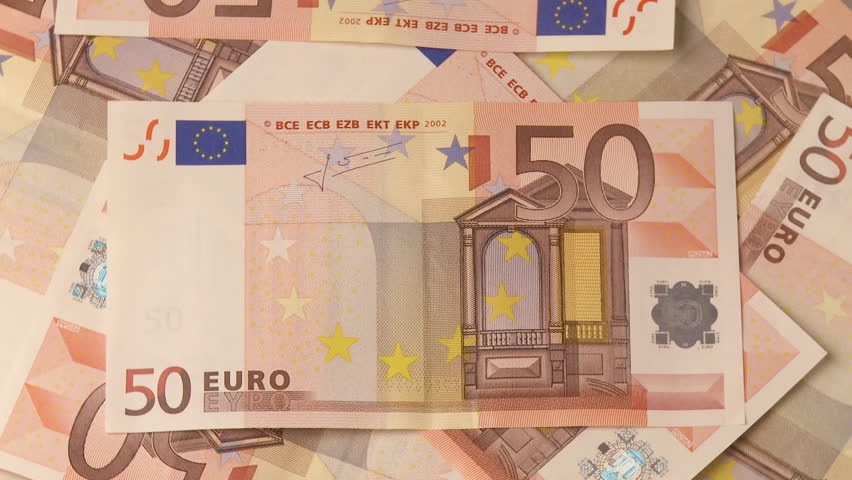 Full frame video shot of European euro 