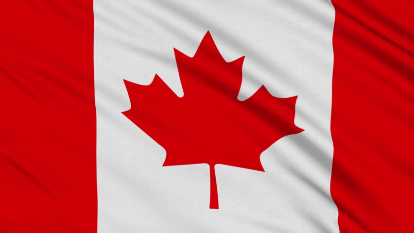 Fluttering Flag Of Canada, Also Known As The Maple Leaf, With A Central 