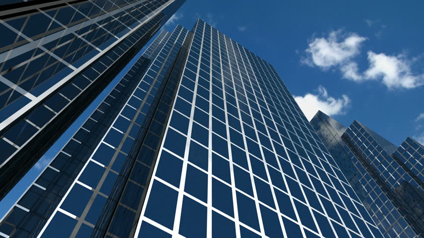 Corporate buildings and time lapse clouds 2. HD version