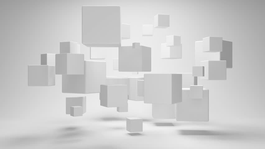 Abstract geometric shapes from cubes in rotation