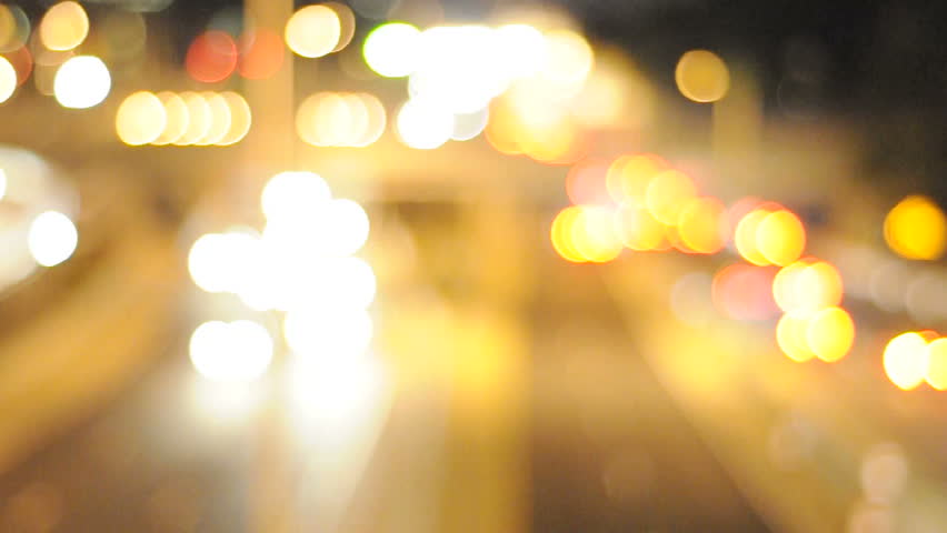 Lights out of focus to create abstract shapes