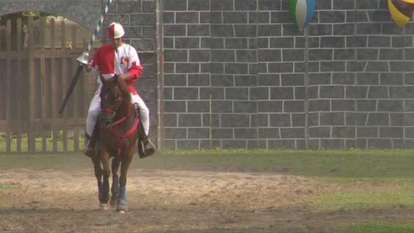 COMO, ITALY - CIRCA SEPT 2011:  Palio del Baradello re-enacts Barbarossa's visit to his allies in Como after defeating Milan in the 1159 battle, circa Sept 2011, Como, Italy. Period dances, games and shows create a medieval atmosphere at this annual event