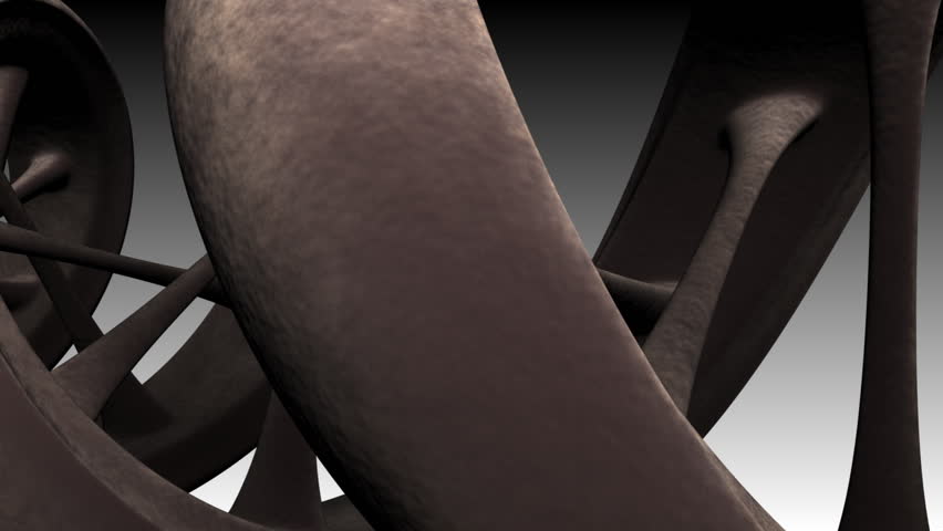Close-up rotating DNA strand.