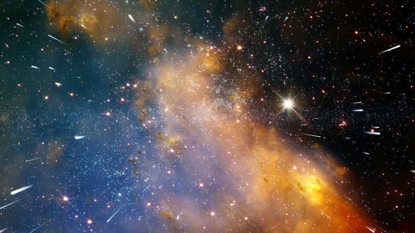 Travelling through star fields deep in space.