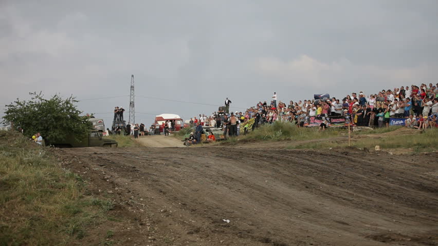 SIMFEROPOL, UKRAINE - JULY 2: Vintage cars participate in First Cup of Crimea "Prohvat Derby" (extreme auto derby), July 2, 2010, Simferopol, Crimea, Ukraine. 