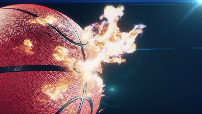 basketball with fire flames