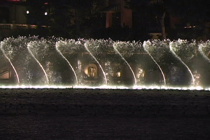 Water spouting out of underwater pipes form a beautiful intricate tapestry of liquid. 