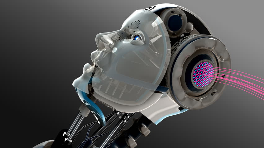 3D animation of a female robot/computer/AI. Rendered in HD.