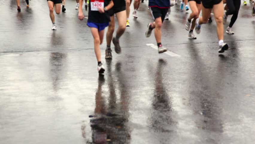 MOSCOW - SEPTEMBER 12: Many people's running legs in XXX Moscow International Peace Marathon on September 12, 2010 in Moscow, Russia. 