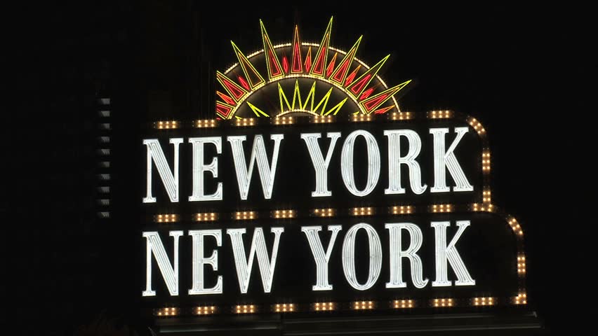 LAS VEGAS, NEVADA - CIRCA OCTOBER 2010: Closeup of the New York, New York sign in the Las Vegas skyline.