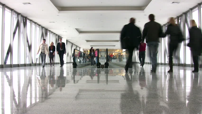 businesspeople in corridor