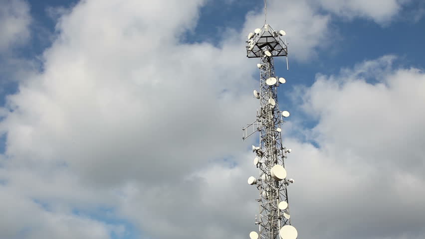 Communications Tower With Cloud Time Lapse