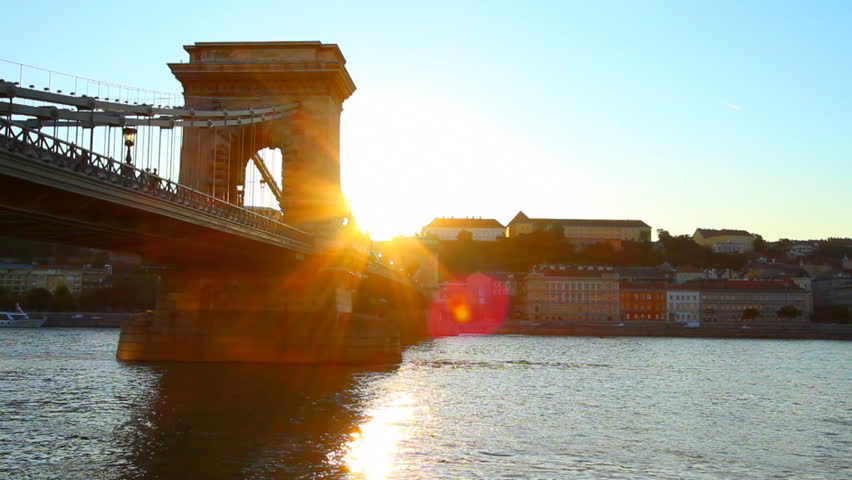 Szechenyi Chain Bridge Budapest Hungary in the sunset