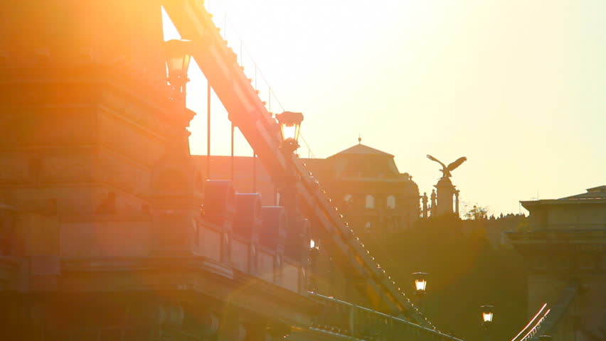 Szechenyi Chain Bridge Budapest Hungary in the sunset