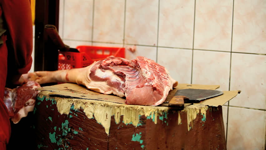 chopping meat