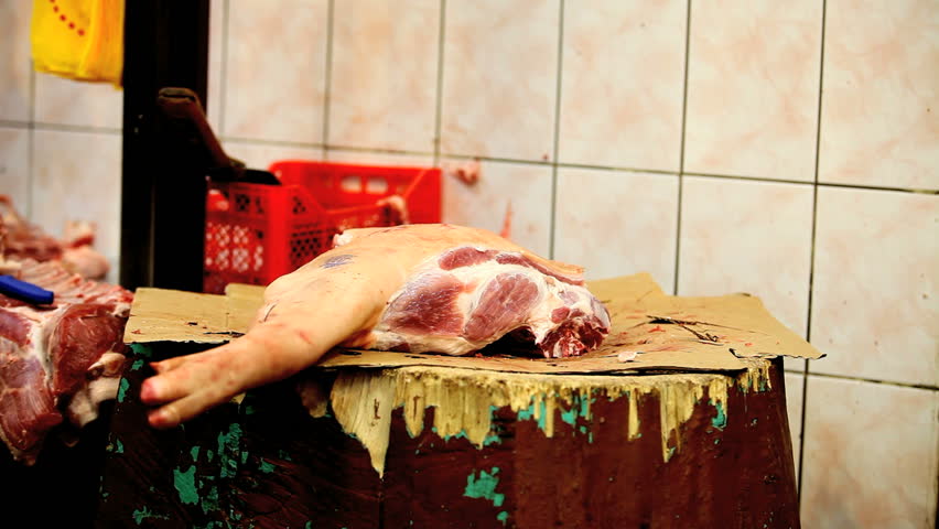chopping meat