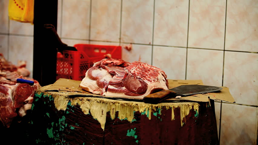 chopping meat