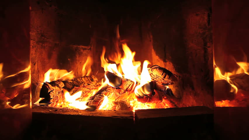 the dying embers in the fireplace